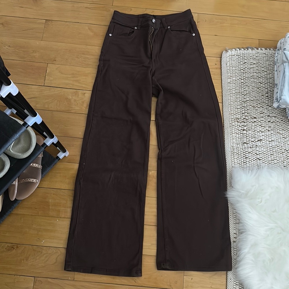 H&M high waisted straight leg brown jean
